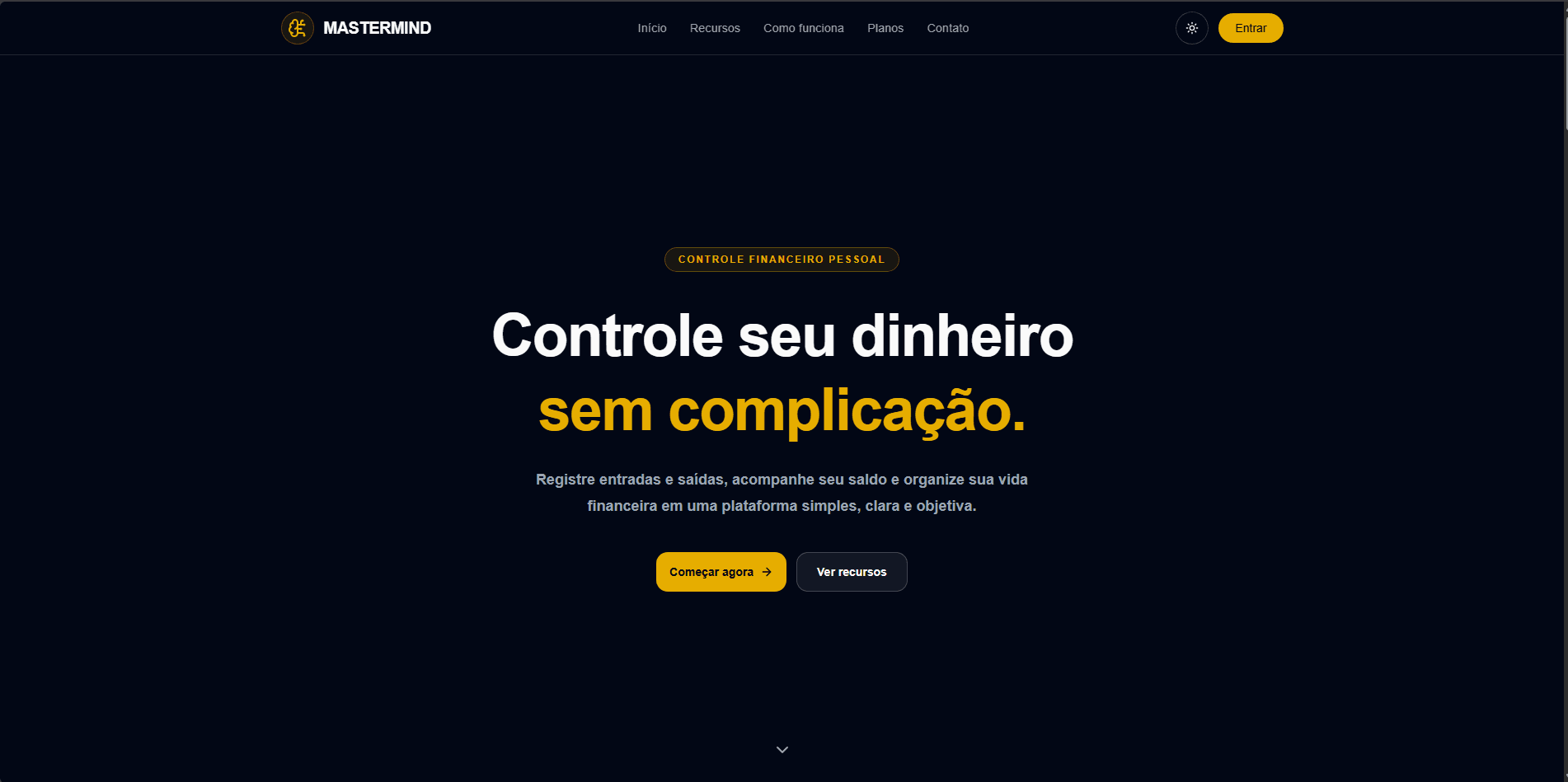 Interface do produto Mastermind